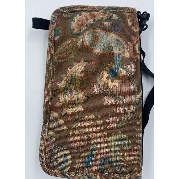 LL Bean Travel Wallet Passbook 10”X 5.5" Handle Tapestry Paisley - Picture 2 of 4